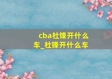 cba杜锋开什么车_杜锋开什么车