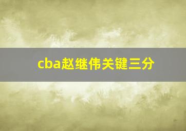 cba赵继伟关键三分