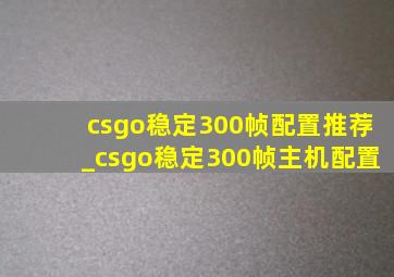 csgo稳定300帧配置推荐_csgo稳定300帧主机配置