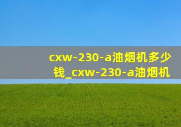 cxw-230-a油烟机多少钱_cxw-230-a油烟机