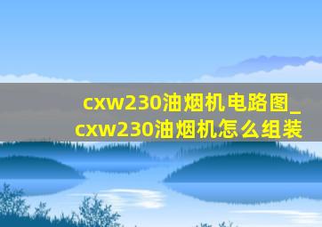 cxw230油烟机电路图_cxw230油烟机怎么组装