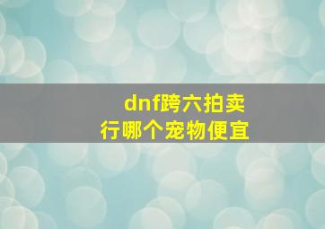 dnf跨六拍卖行哪个宠物便宜