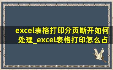 excel表格打印分页断开如何处理_excel表格打印怎么占满整张a4纸