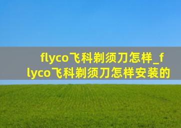 flyco飞科剃须刀怎样_flyco飞科剃须刀怎样安装的