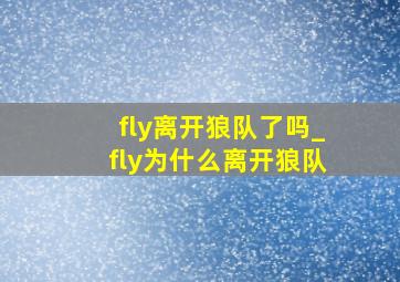 fly离开狼队了吗_fly为什么离开狼队