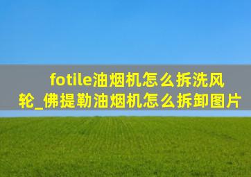 fotile油烟机怎么拆洗风轮_佛提勒油烟机怎么拆卸图片