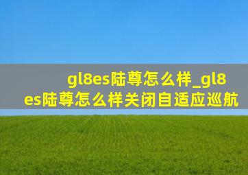 gl8es陆尊怎么样_gl8es陆尊怎么样关闭自适应巡航