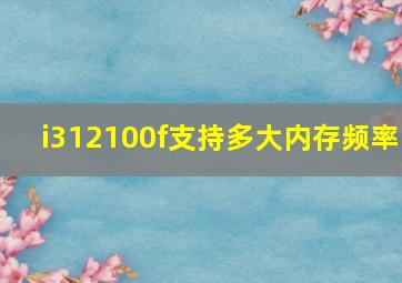 i312100f支持多大内存频率