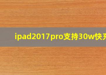 ipad2017pro支持30w快充吗