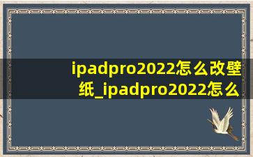 ipadpro2022怎么改壁纸_ipadpro2022怎么更改壁纸