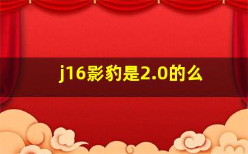 j16影豹是2.0的么