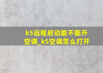 k5远程启动能不能开空调_k5空调怎么打开