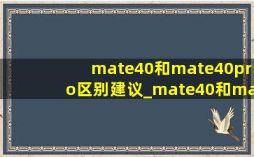 mate40和mate40pro区别建议_mate40和mate40pro区别外观