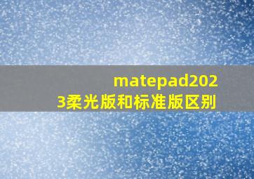 matepad2023柔光版和标准版区别