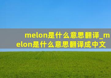 melon是什么意思翻译_melon是什么意思翻译成中文