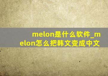 melon是什么软件_melon怎么把韩文变成中文