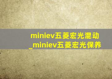 miniev五菱宏光混动_miniev五菱宏光保养