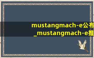 mustangmach-e公布_mustangmach-e推荐