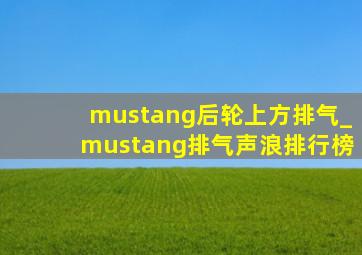 mustang后轮上方排气_mustang排气声浪排行榜