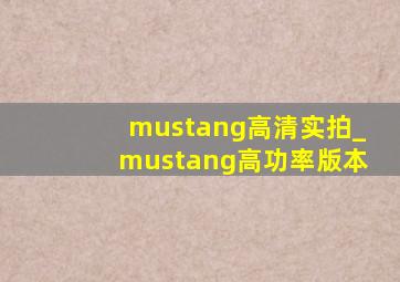 mustang高清实拍_mustang高功率版本