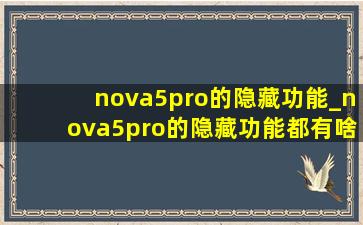 nova5pro的隐藏功能_nova5pro的隐藏功能都有啥