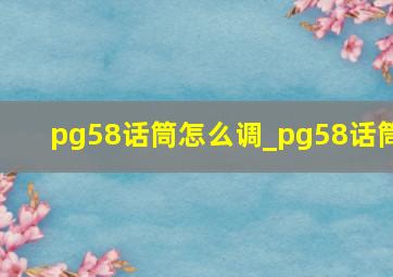 pg58话筒怎么调_pg58话筒