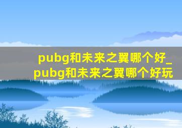 pubg和未来之翼哪个好_pubg和未来之翼哪个好玩