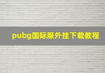 pubg国际服外挂下载教程