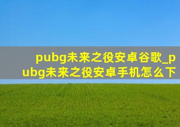 pubg未来之役安卓谷歌_pubg未来之役安卓手机怎么下