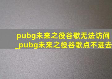 pubg未来之役谷歌无法访问_pubg未来之役谷歌点不进去