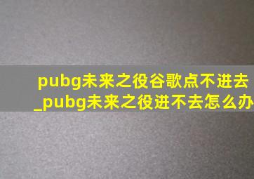 pubg未来之役谷歌点不进去_pubg未来之役进不去怎么办