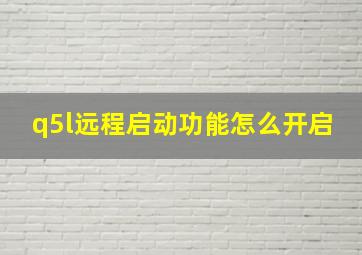 q5l远程启动功能怎么开启