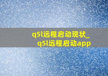 q5l远程启动现状_q5l远程启动app