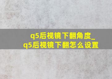 q5后视镜下翻角度_q5后视镜下翻怎么设置