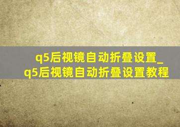 q5后视镜自动折叠设置_q5后视镜自动折叠设置教程