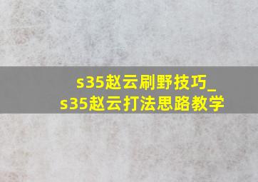 s35赵云刷野技巧_s35赵云打法思路教学
