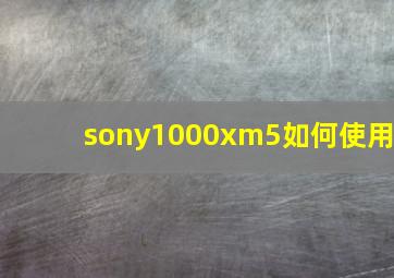 sony1000xm5如何使用