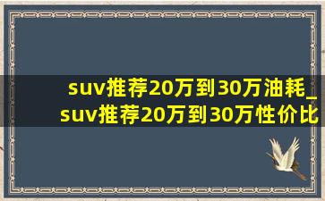 suv推荐20万到30万油耗_suv推荐20万到30万性价比(低价烟批发网)的