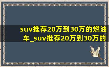 suv推荐20万到30万的燃油车_suv推荐20万到30万的豪华品牌