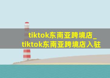 tiktok东南亚跨境店_tiktok东南亚跨境店入驻