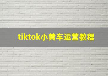 tiktok小黄车运营教程