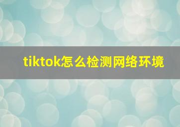 tiktok怎么检测网络环境