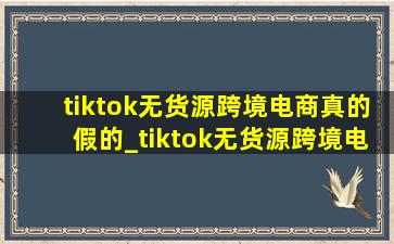 tiktok无货源跨境电商真的假的_tiktok无货源跨境电商