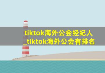 tiktok海外公会经纪人_tiktok海外公会有排名