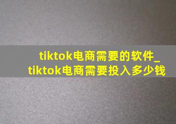 tiktok电商需要的软件_tiktok电商需要投入多少钱