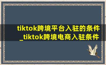 tiktok跨境平台入驻的条件_tiktok跨境电商入驻条件