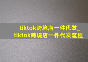 tiktok跨境店一件代发_tiktok跨境店一件代发流程