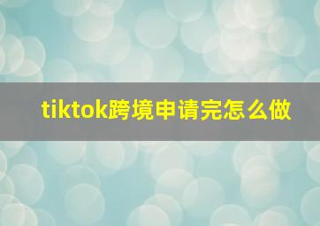 tiktok跨境申请完怎么做