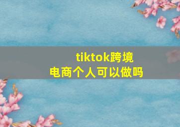 tiktok跨境电商个人可以做吗