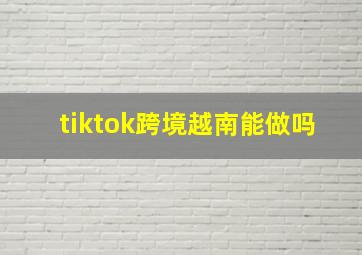 tiktok跨境越南能做吗